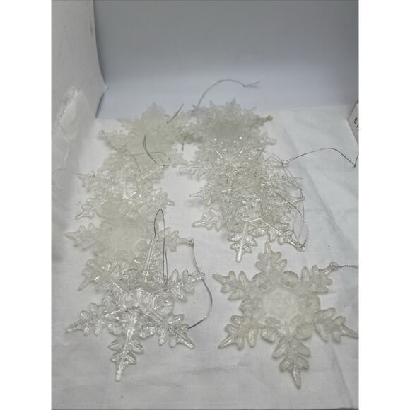 Christmas Snowflake Clear And Frosted Tree Ornaments Set Of 11 - Picture 1 of 5